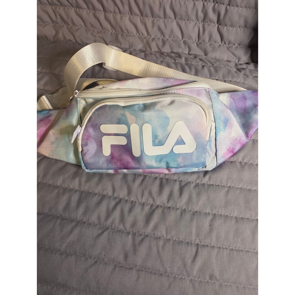 1054 Fila Tie Dye Waist Bag Pastel Blue Pink Fanny Pack Adjustable Strap Logo